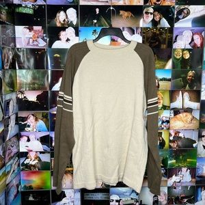 2000s cream and brown sweater